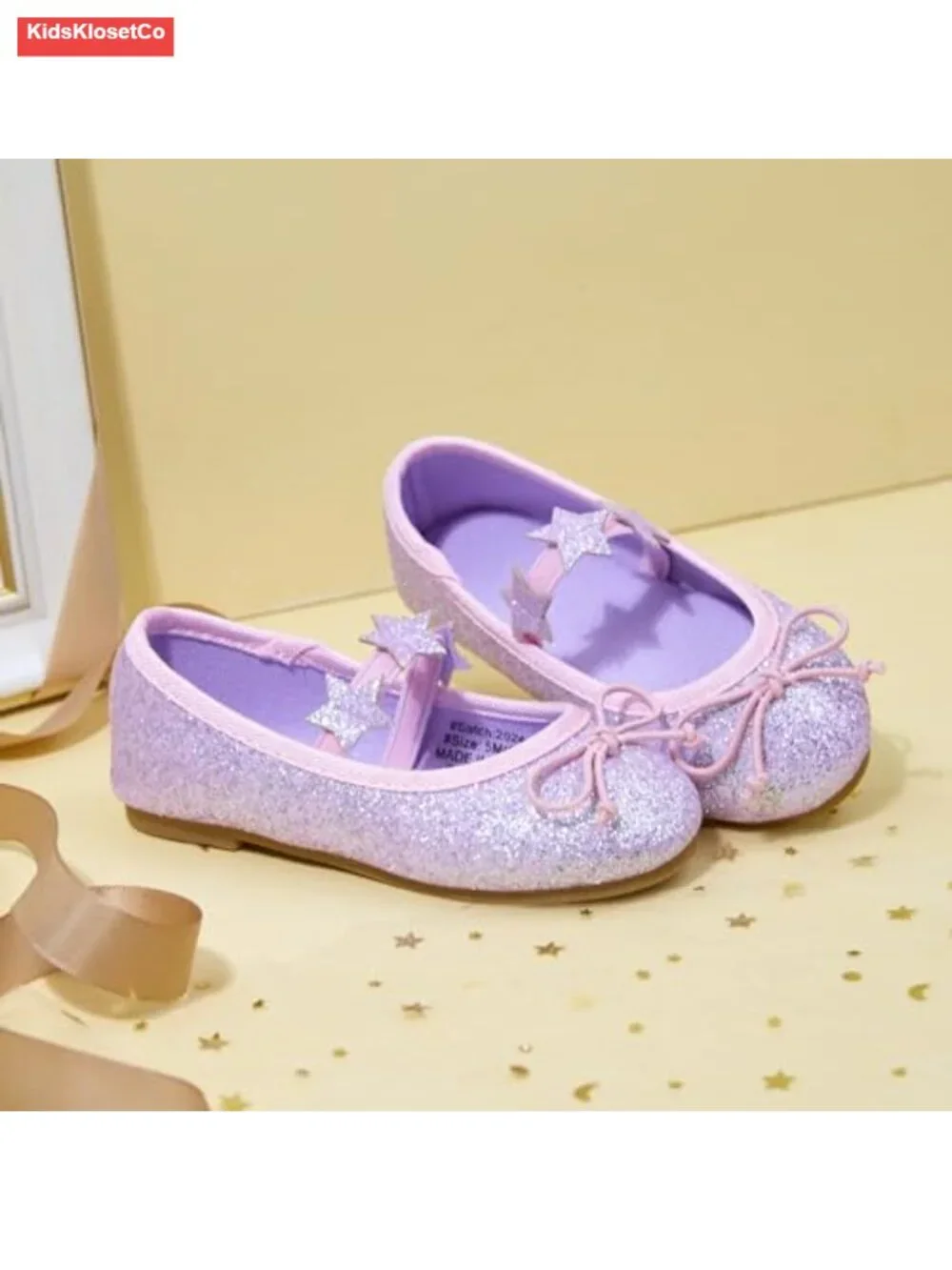 Toddler Girls Mary Jane Flats | Glitter, Soft Lining, Non-Slip Sole, School